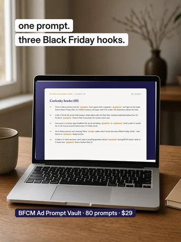One prompt. Three Black Friday hooks.