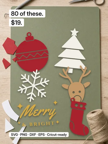 80 Christmas SVGs for Cricut. $19.