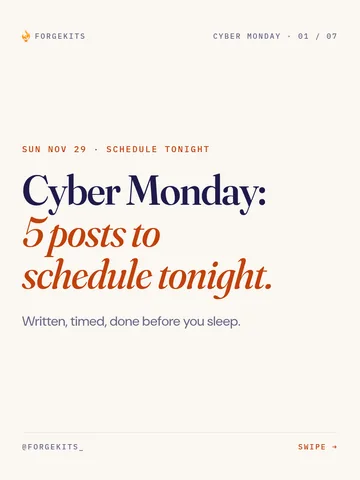 Cyber Monday: 5 posts to schedule tonight.