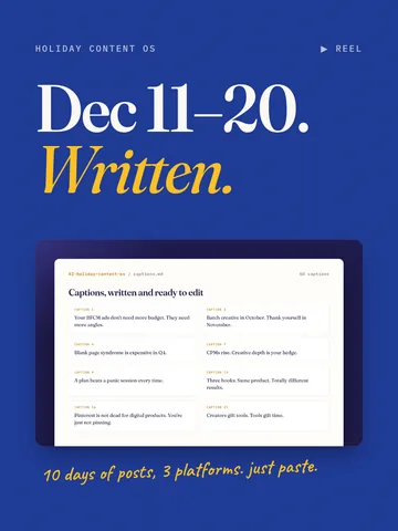 Your Dec 11–20 posts, already written.