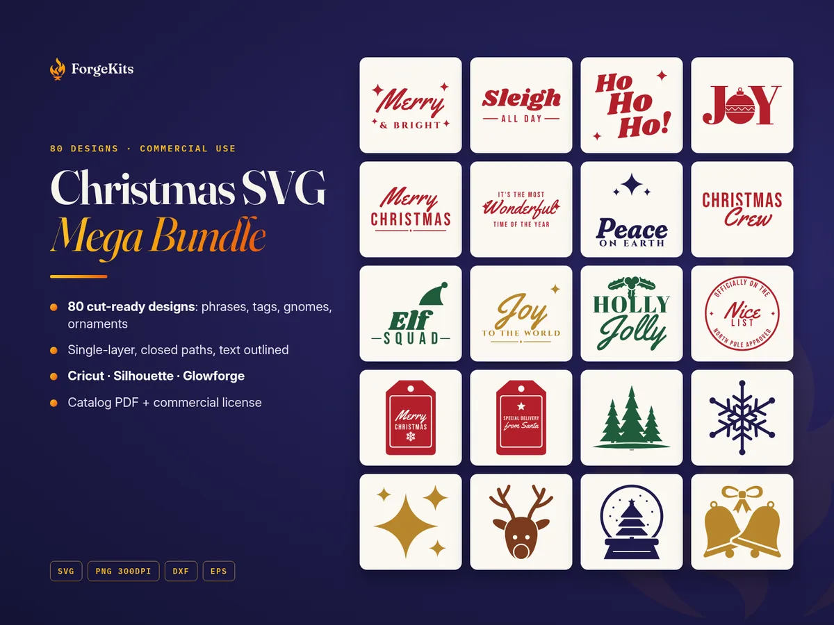 Christmas SVG Mega Bundle: 80 designs in SVG, PNG, DXF and EPS