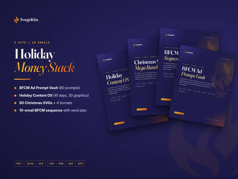 Holiday Money Stack: the three kits and the email sequence