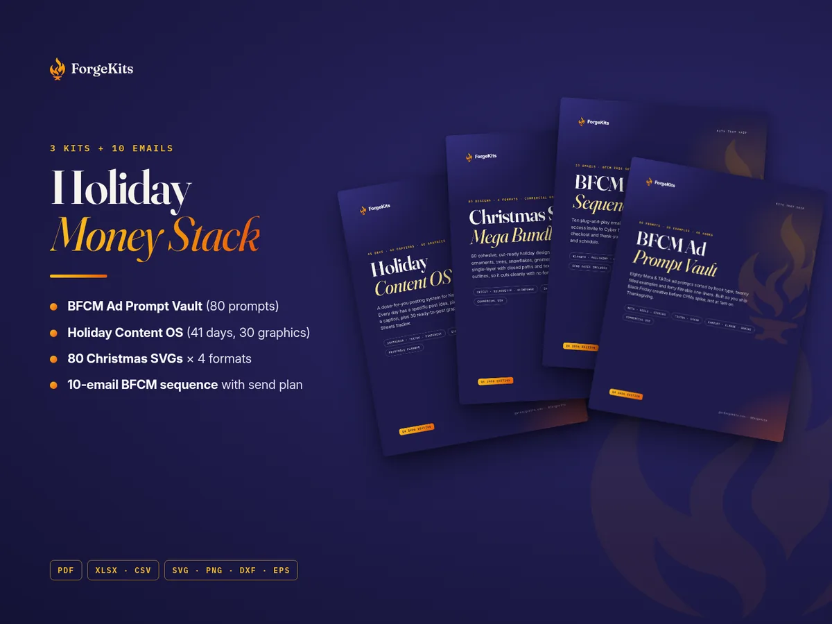 Holiday Money Stack: three kits plus a 10-email BFCM sequence