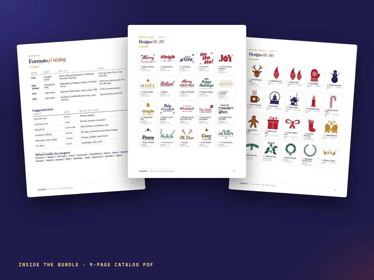 Pages from the 9-page design catalog